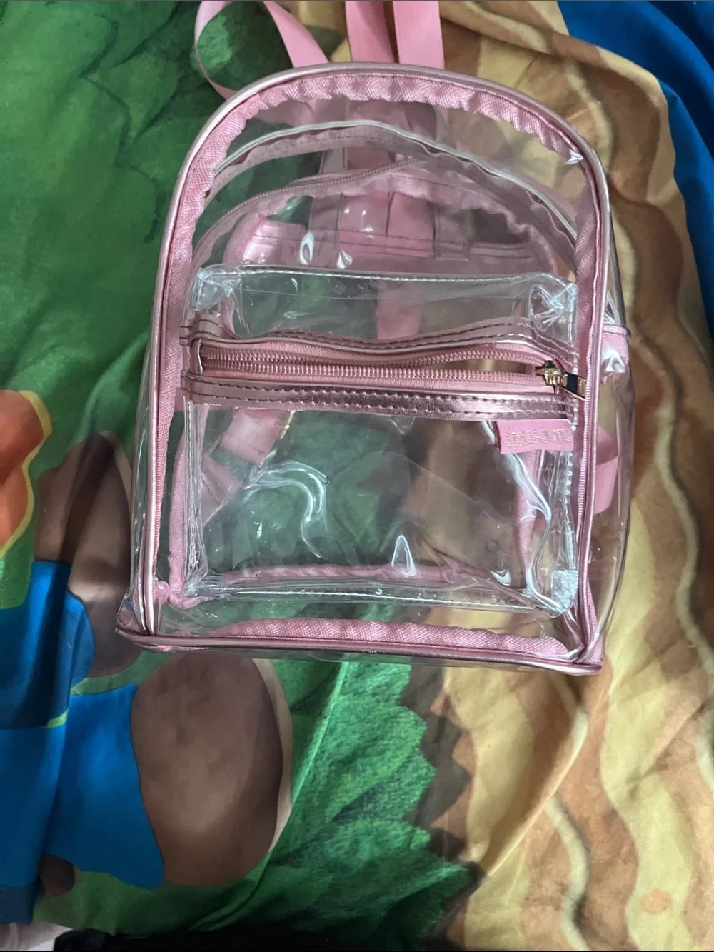 Clear Pink Kids Mini Backpack with Front Pocket
